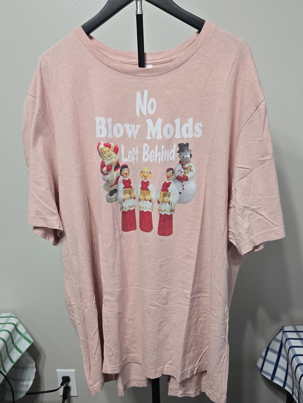 Bella Canvas Soft Pink Tee with Holiday 'No Blow Molds Left Behind' Graphic